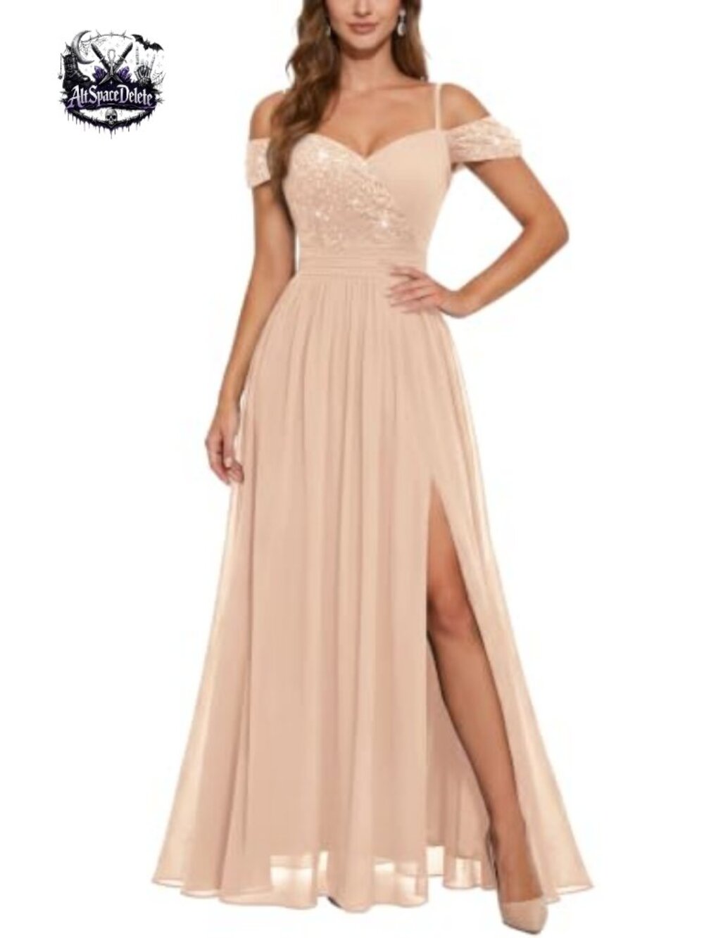 Off Shoulder Lace Sequin Maxi Dress Formal Evening Bridesmaid